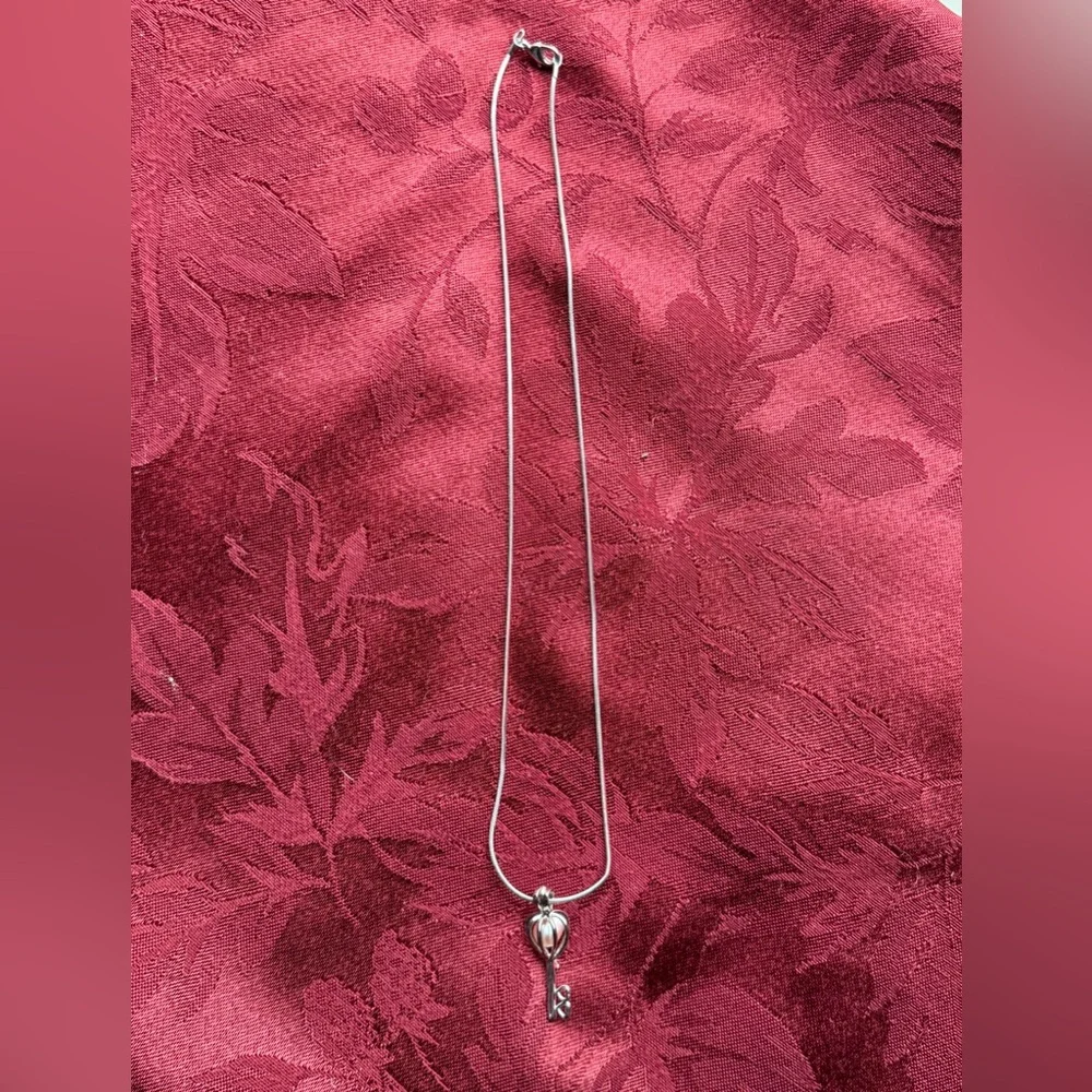 Pearl Cage Key To My Heart Drop Pendant Necklace - Silver